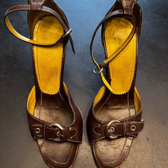 Vintage Prada Brown Leather Heels - Picture 1 of 10